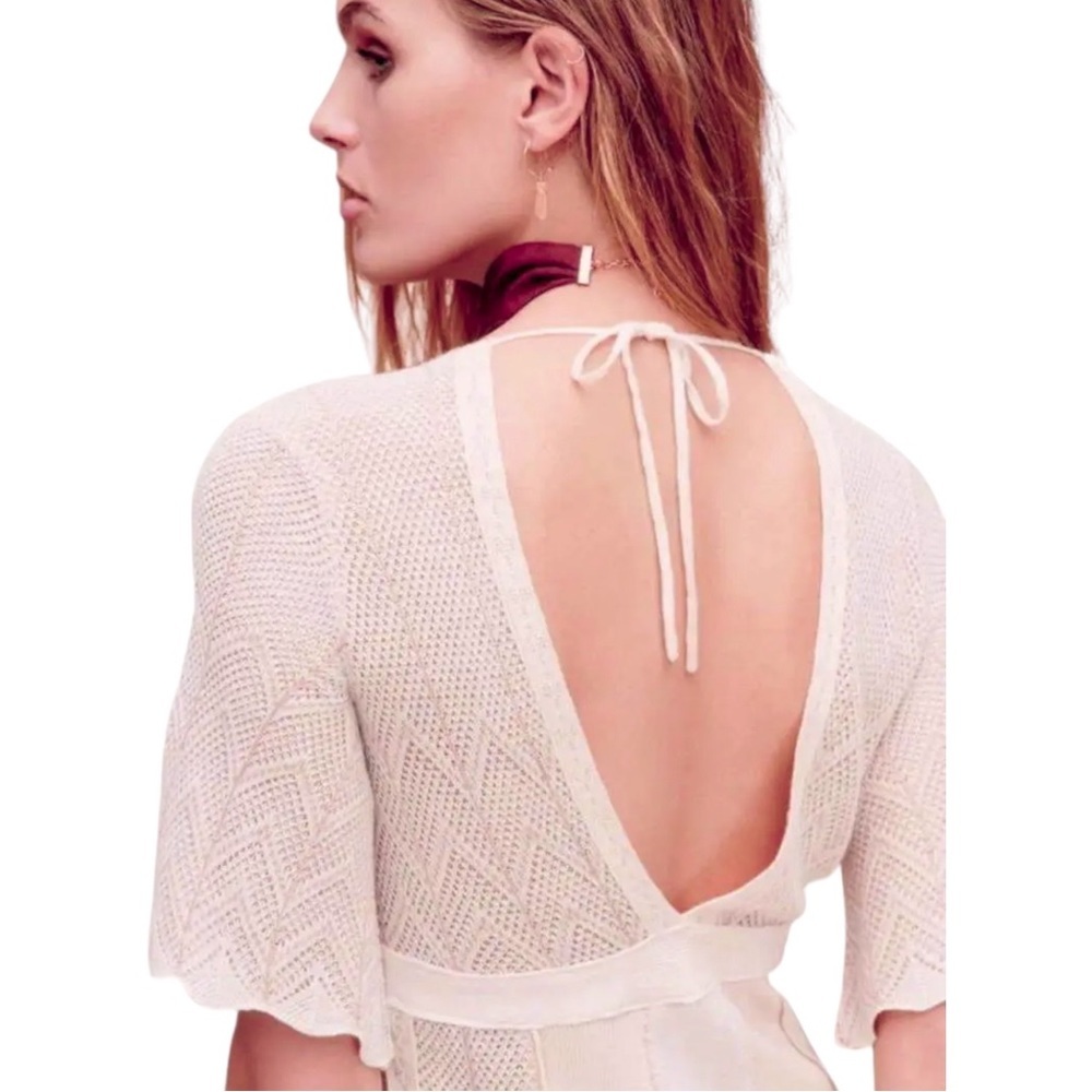 🌺 SOLD 🌺 148 Free People Plunge Mini Dress XSmall 0 2 XS Mixed Knit Tie - Picture 6 of 15